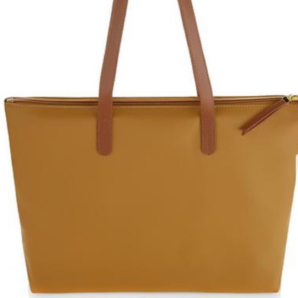 NWOT Camel Genuine Pebble Leather Handbag - Picture 3 of 7